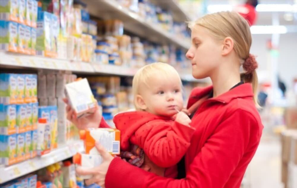 Grocery shopping with an infant or baby