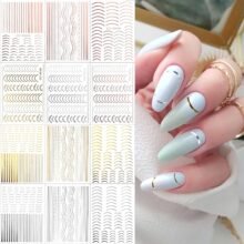 12 Sheets Gold Silver Metal Nail Stickers