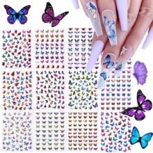 2 Sheets Butterfly Nail Art Stickers Decals 3D Self Adhesive Nail Decals Butterfly Designs Nails Supplies
