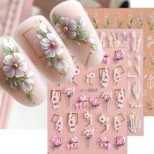 3D Embossed Flower Leaves Nail Art Stickers Decals