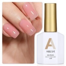 AILLSA Gel Nail Polish Nude Pink Gel Polish Sheer Neutral Color Jelly Gel Nail Polish Natural Translucent Soak Off U V Gel Nails for Valentine Nail Art French Manicure