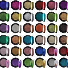 Artdone 36 Jars Chrome Nail Powder Nail Art Glitter Decoration Metallic Mirror Effect Holographic Aurora Chameleon Pigment