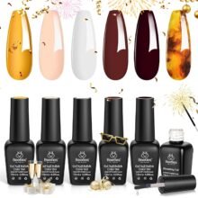 Beetles Gel Nail Polish with Blooming Gel Amber Attraction, 5 Colors Gel Polish White