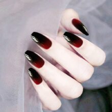 Glossy Press on Nails Black Coffin Fake Nails Halloween