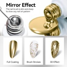 Gold and Silver Metallic Liner Gel Nail Art 3D Mirror Gel Paint