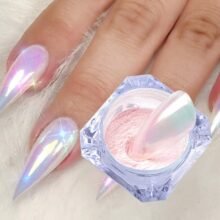 Holographic Nail Glitter Rainbow Neon Chrome Nail Powder Effect Nail Art Flakes Decoration Chrome Nail Dust Tip Manicure Pink Laser Nail Accessories