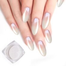 White Pearl Chrome Nail Powder Pearl Chrome Powder for Nail Mirror Effect Chrome Powder for Nails Glitter Powder