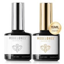 modelones Gel Top Coat, 15ml No Wipe Clear Glossy Gel Base and Top Coat Set