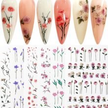 pring Flower Nail Art Stickers Decals Self-Adhesive Pegatinas Uñas Cherry Blossom Floral Willow